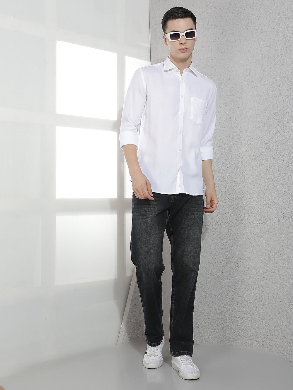 Suave Pristine White Casual Shirt
