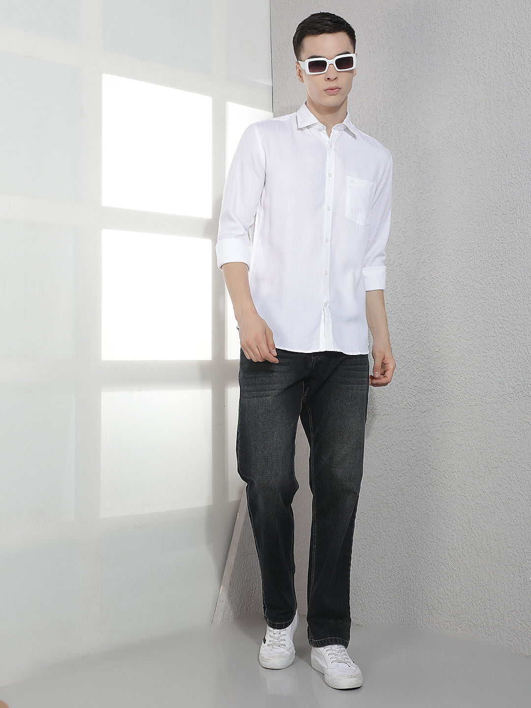 Suave Pristine White Casual Shirt