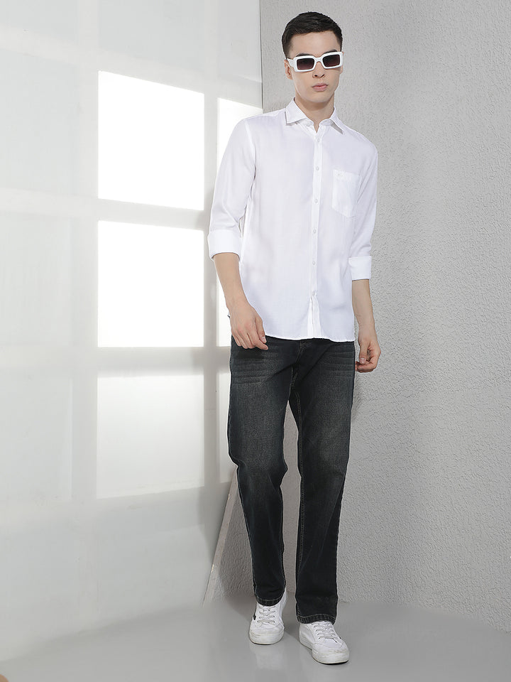Suave Pristine White Casual Shirt