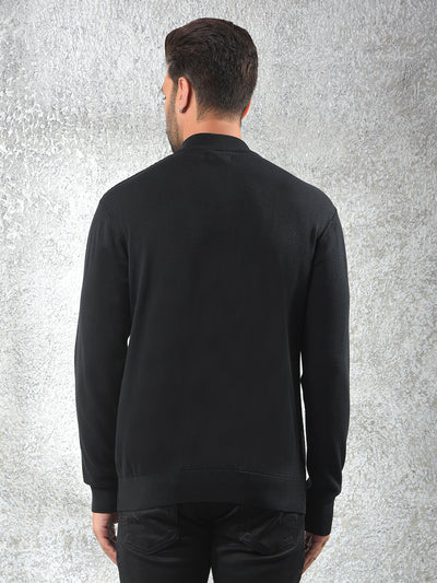 Black Jacquard 100% Cotton Sweater