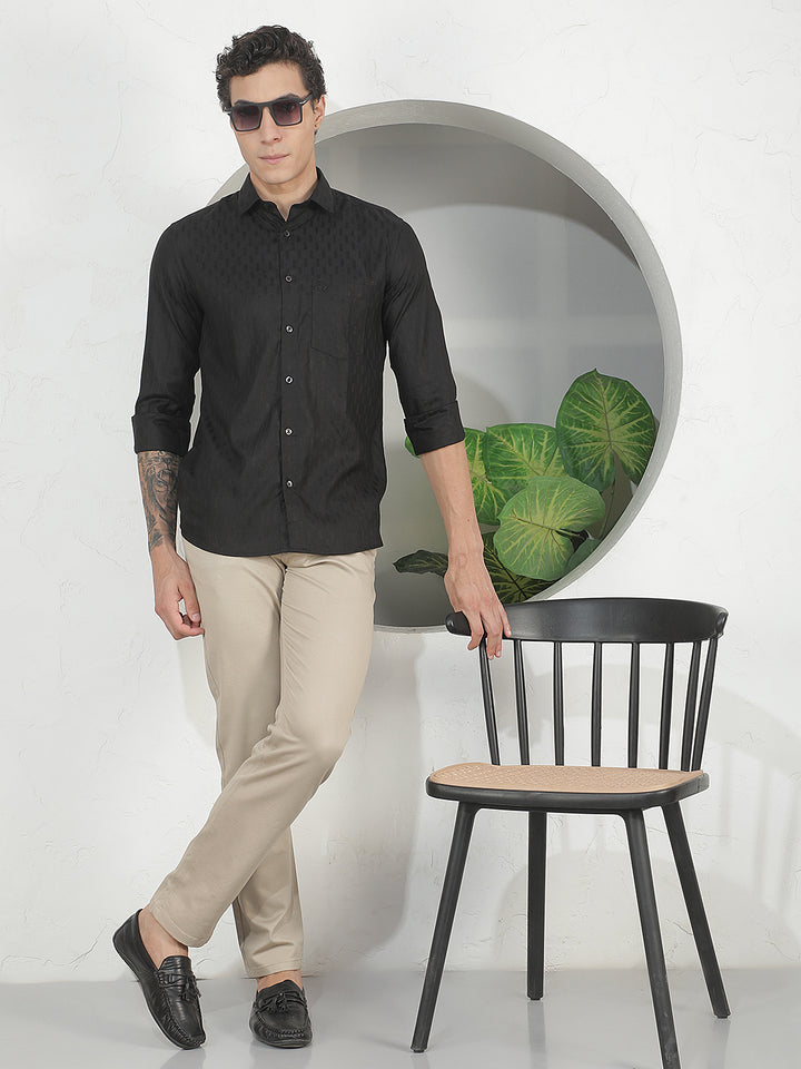 Refined Midnight Black Jacquard Shirt