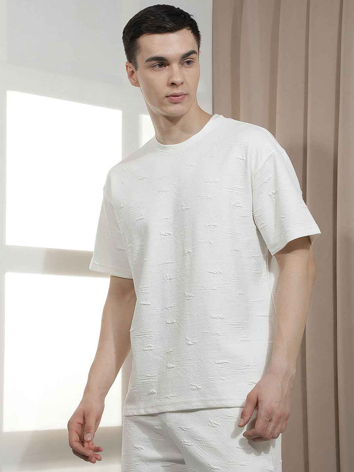 White Jacquard Oversize T-Shirt