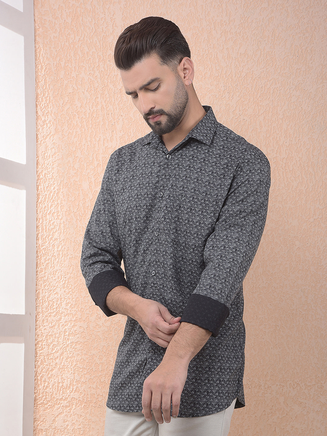 Black Micro Print Everyday Shirt