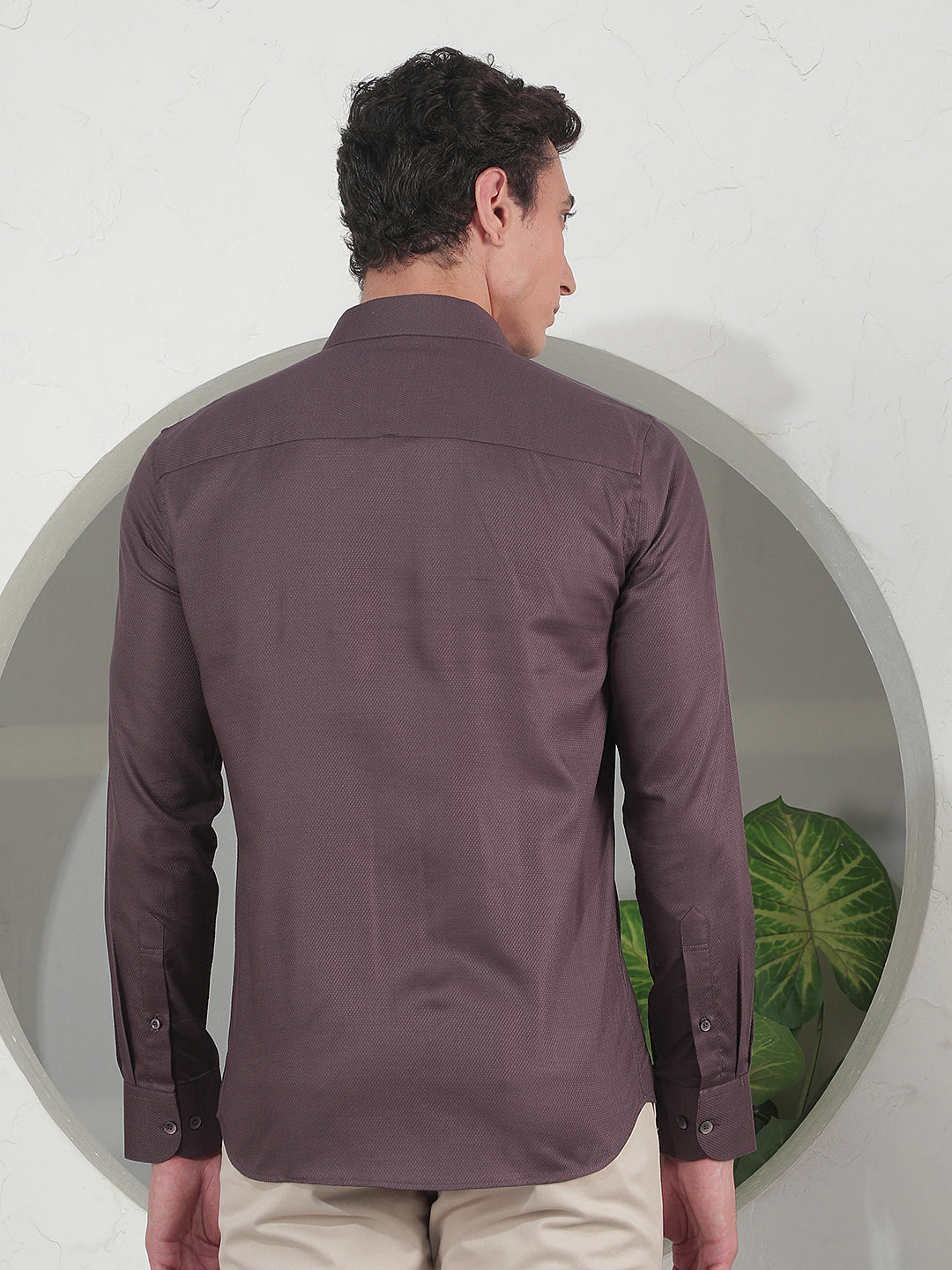 Relaxed Mocha Brown Jacquard Shirt