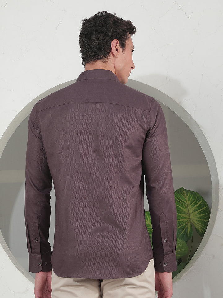 Relaxed Mocha Brown Jacquard Shirt