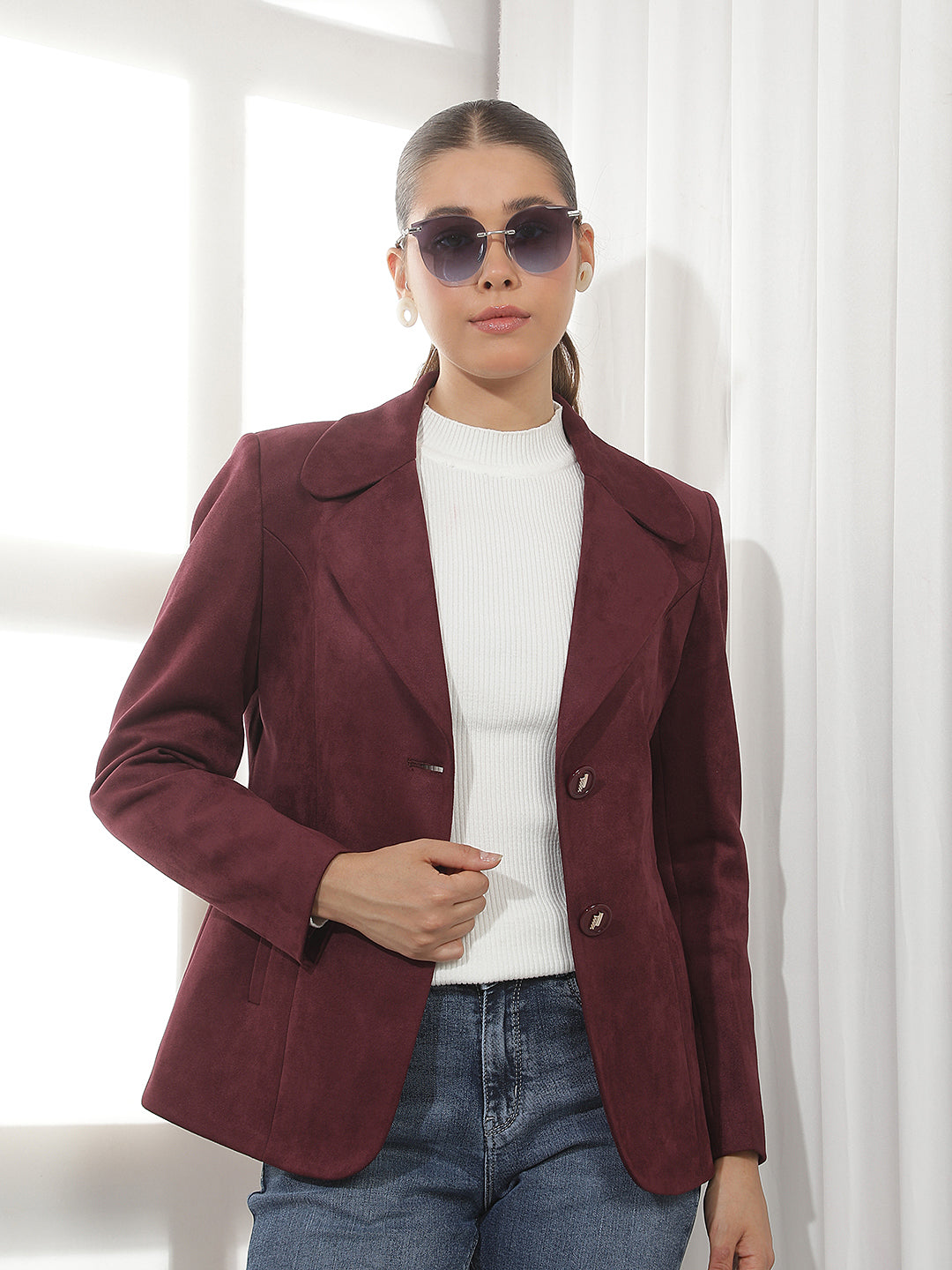 Wine Single Breasted Coat