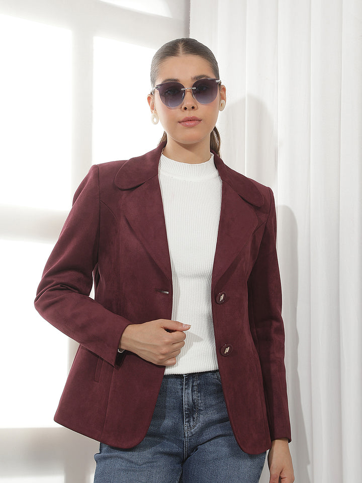 Wine Single Breasted Coat