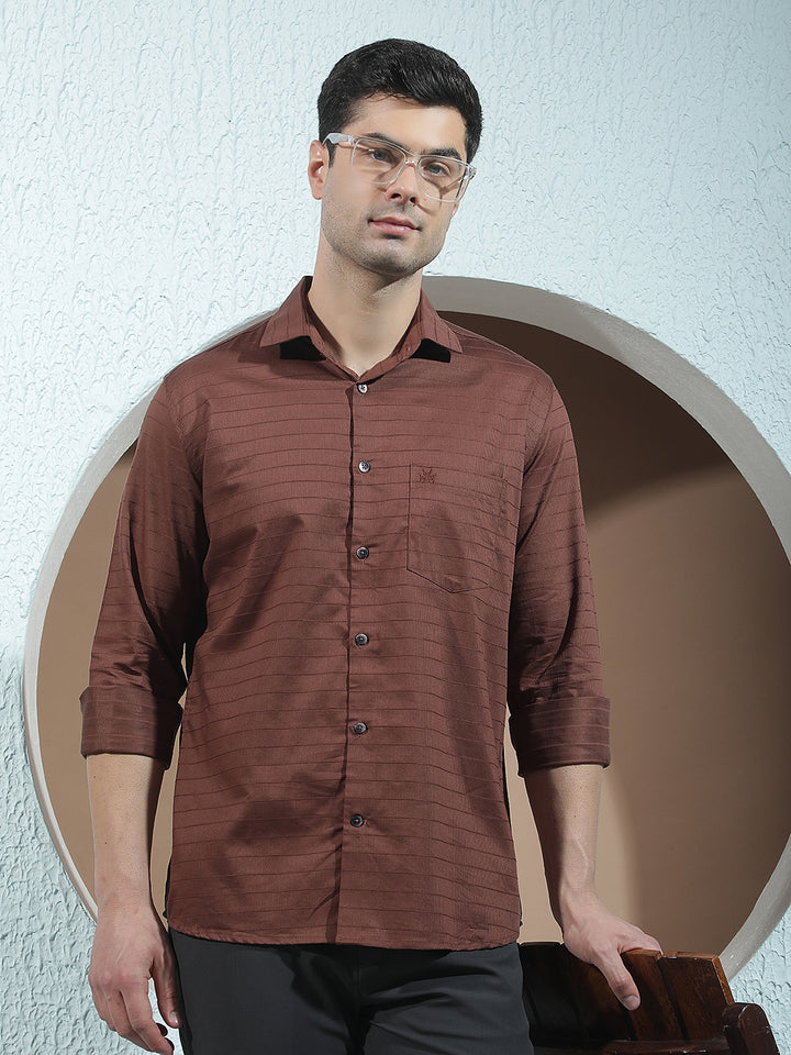 Brown Horizontal Stripes Shirt