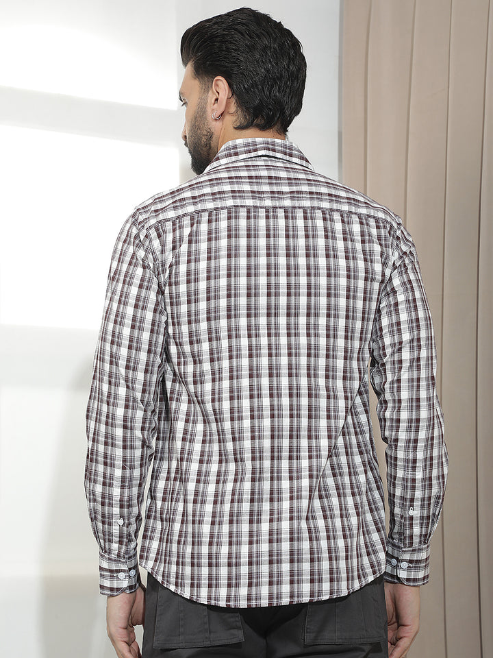 Dark Wine 100% Cotton Checked Shirt