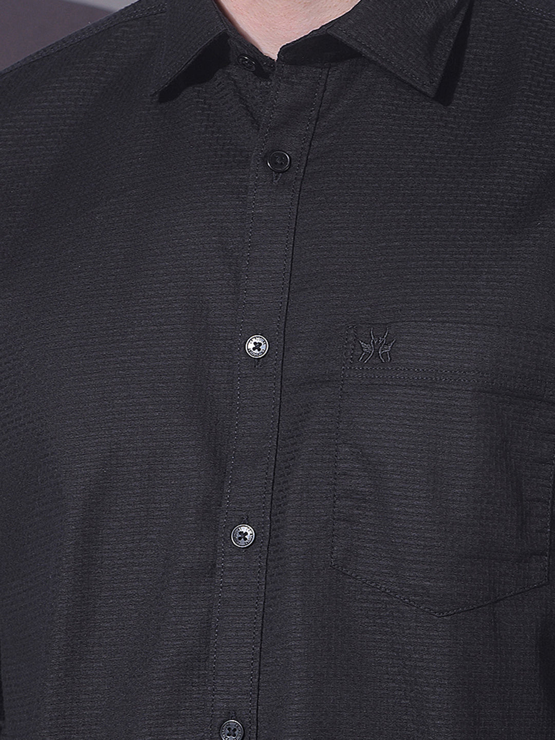 Midnight Black Textured Casual Shirt