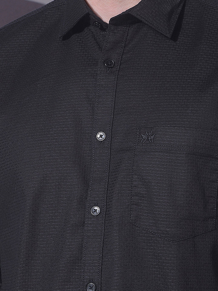 Midnight Black Textured Casual Shirt