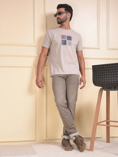 Beige Graphic Print T-Shirt
