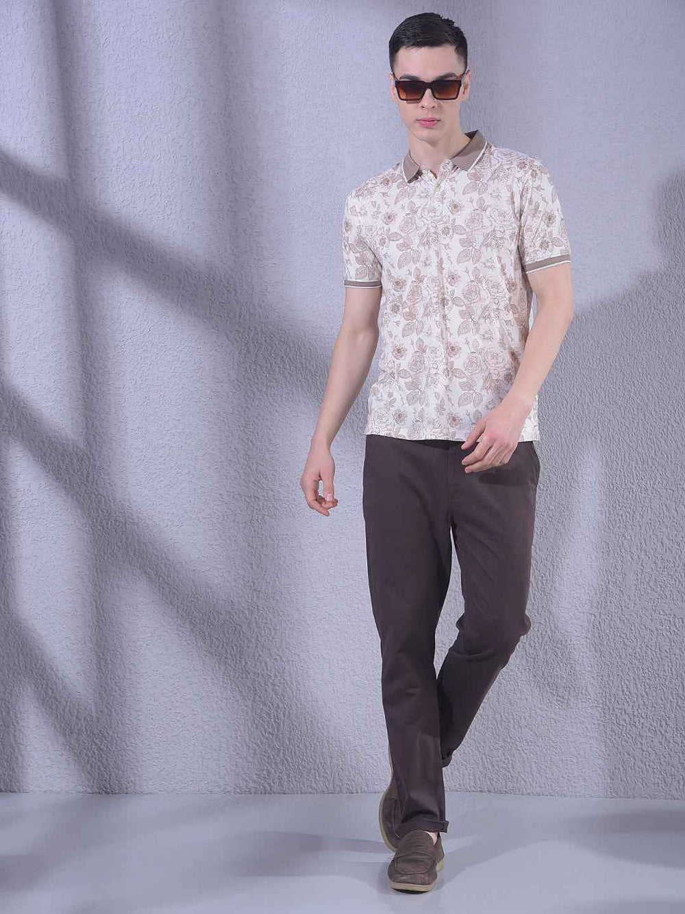 Brown Floral Print T-Shirt