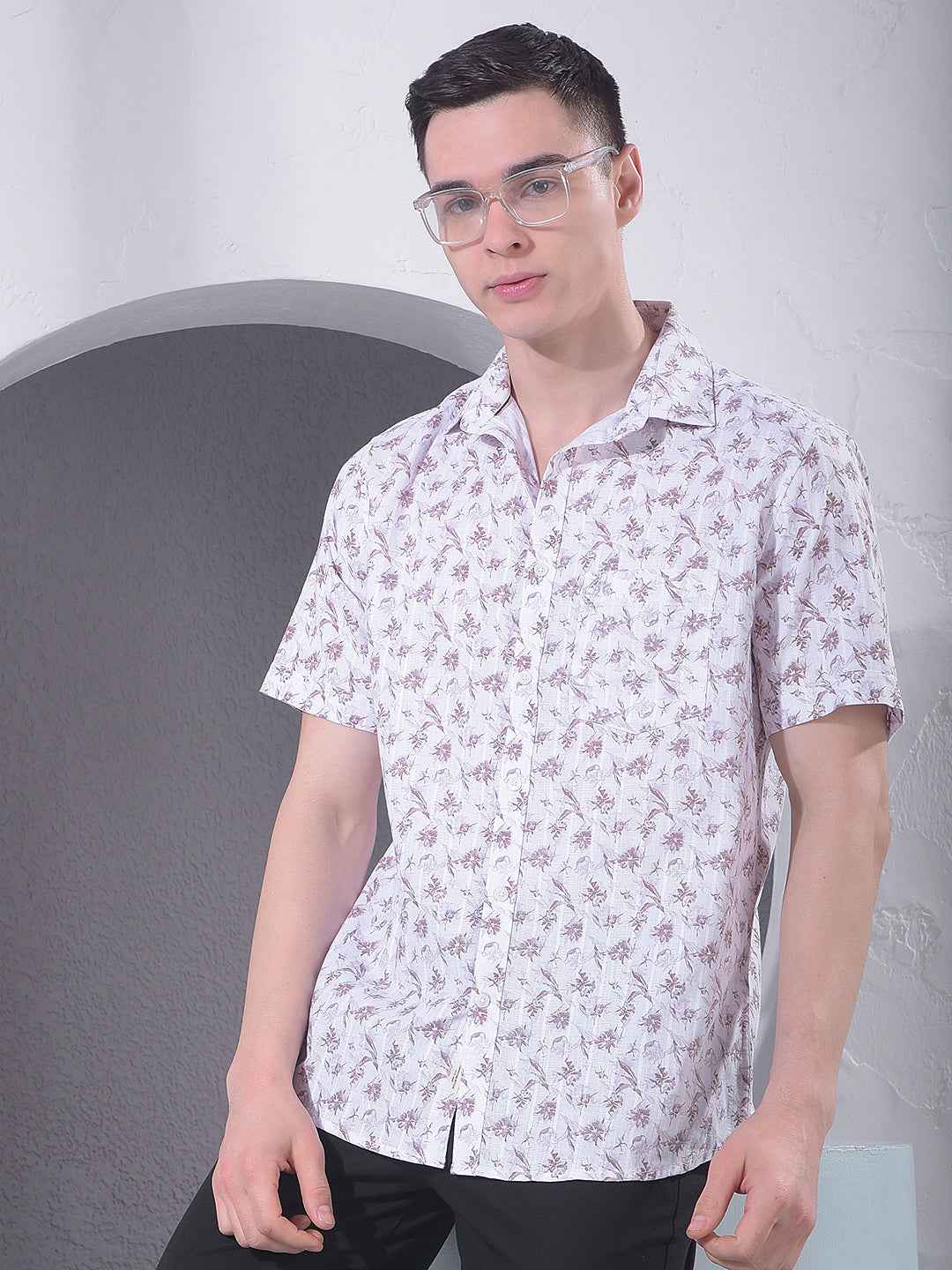 Brown Floral Print Shirt