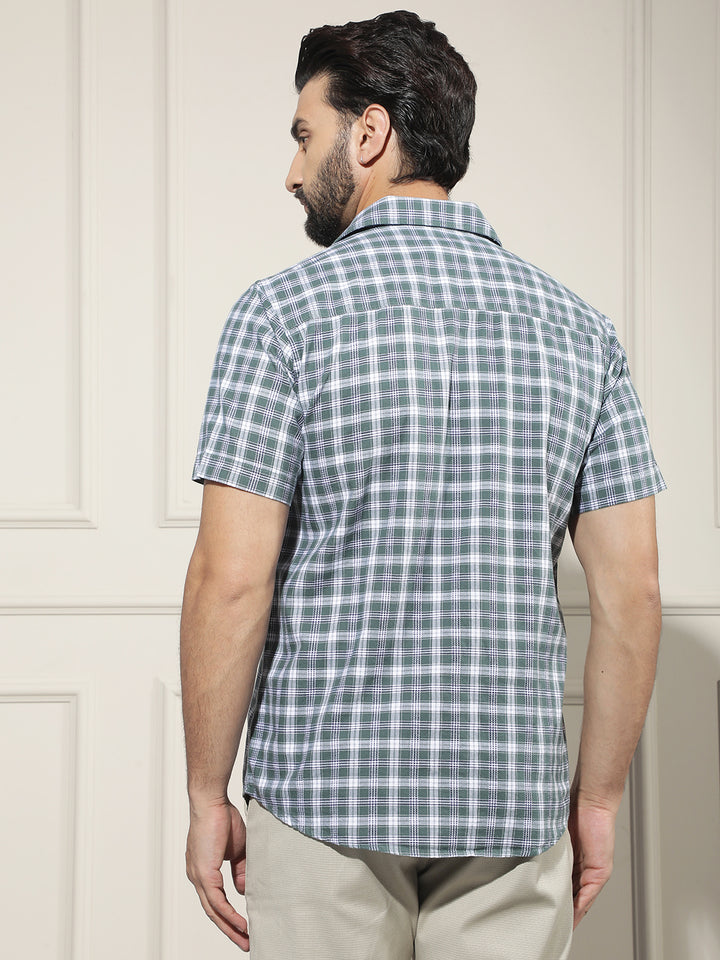 Green Checked 100% Cotton Shirt