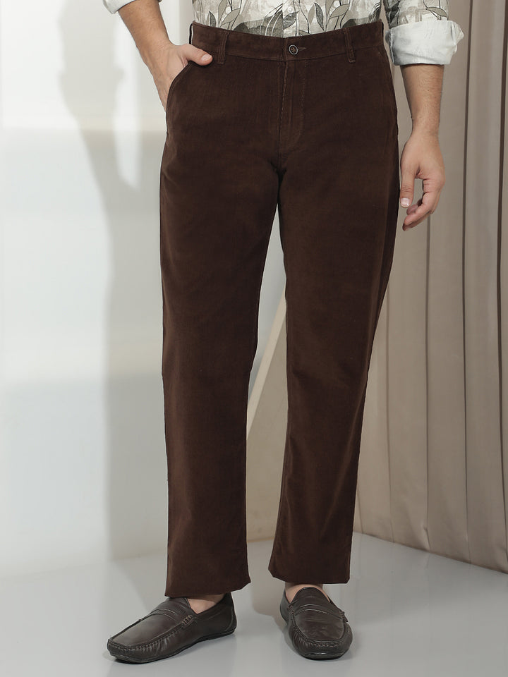 Brown Straight Corduroy Trousers