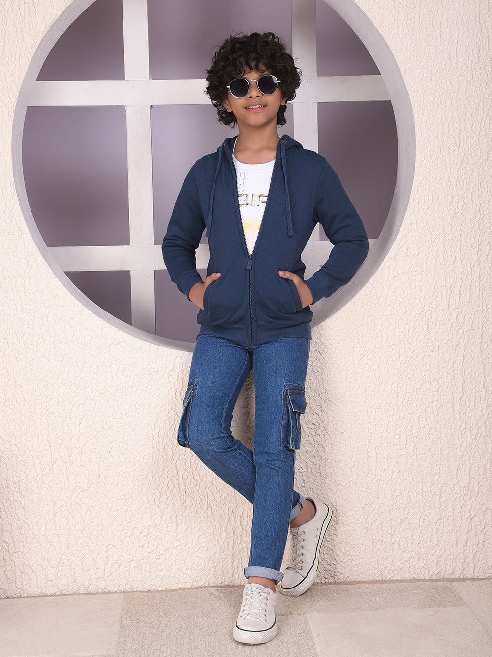 Blue Hooded Neck Sweatshirt