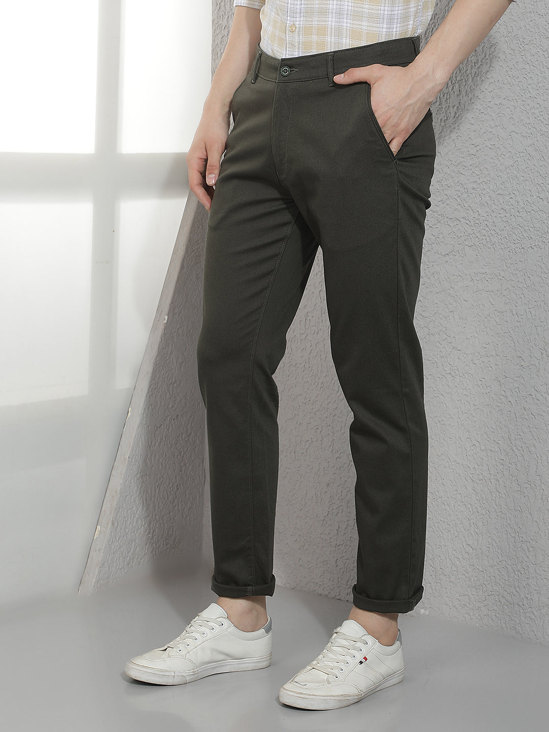 Smart Dark Olive Casual Trousers