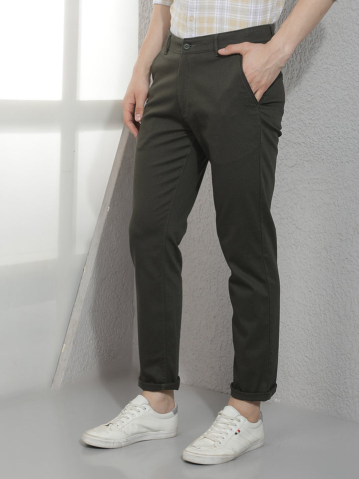 Smart Dark Olive Casual Trousers