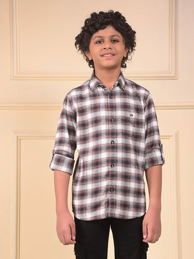 Brown Checked 100% Cotton Shirt