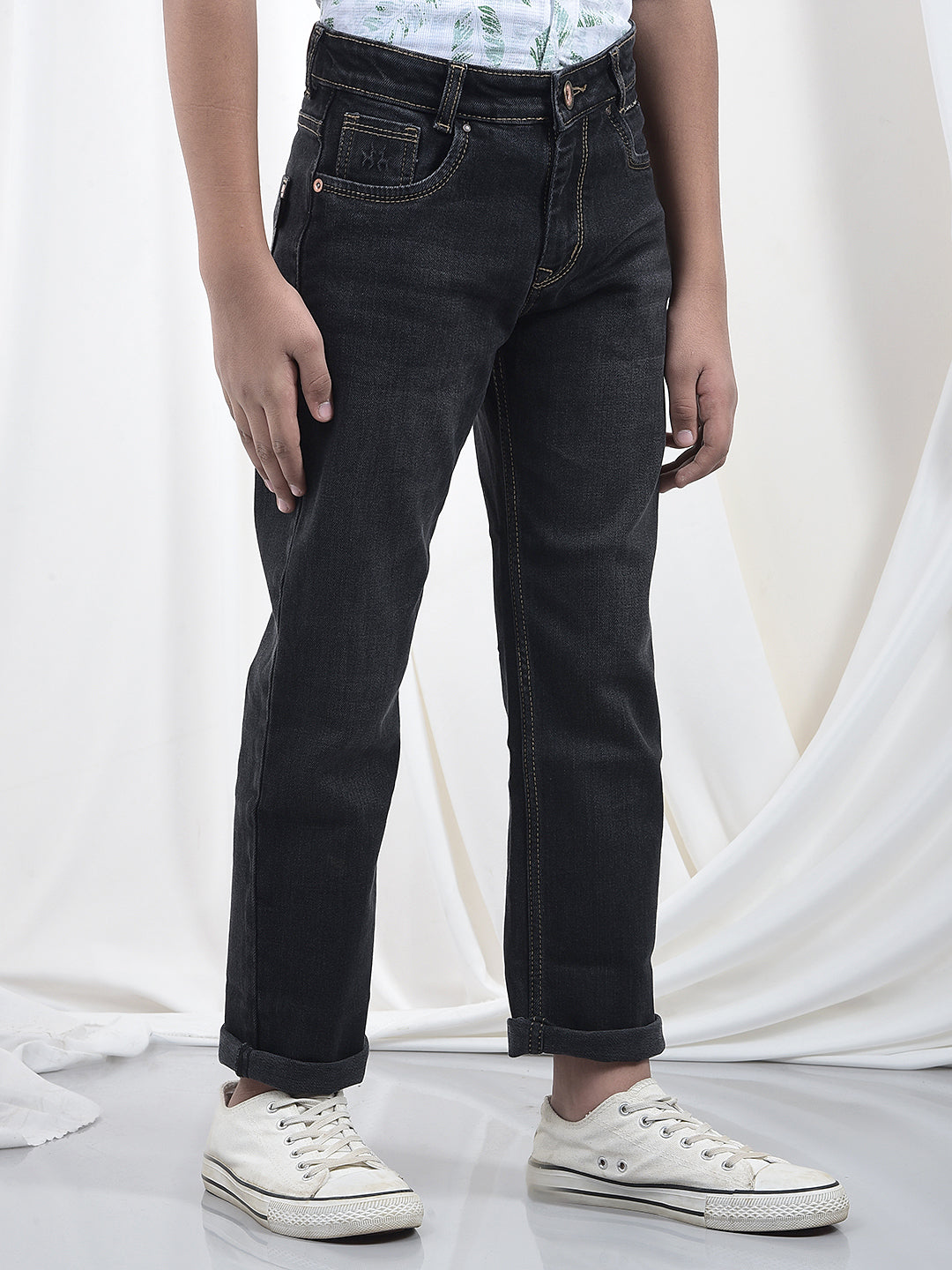 Black Dark Wash Baggy Jeans