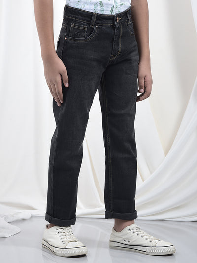Black Dark Wash Baggy Jeans