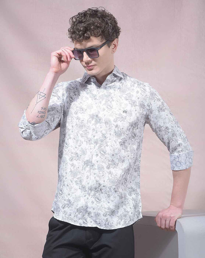 Contemporary Grey Bloom Print Shirt