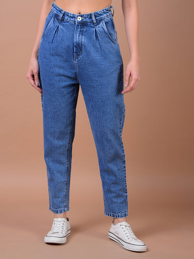 Blue 100% Cotton Baggy Jeans