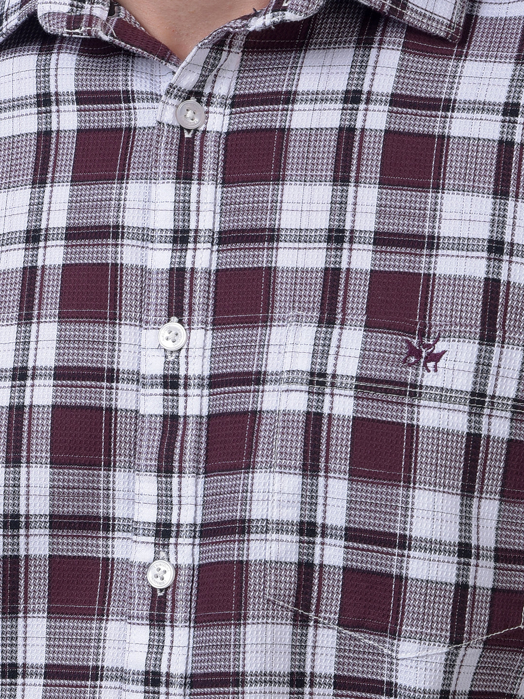 Maroon Checked 100% Cotton Shirt