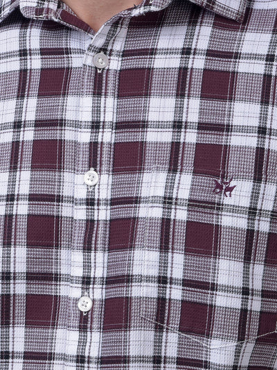 Maroon Checked 100% Cotton Shirt