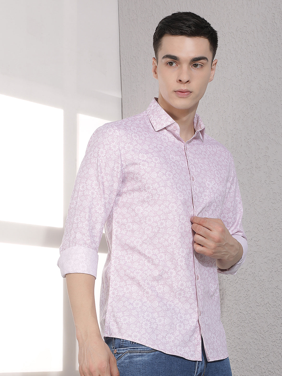 Pink Floral Print Modal Shirt