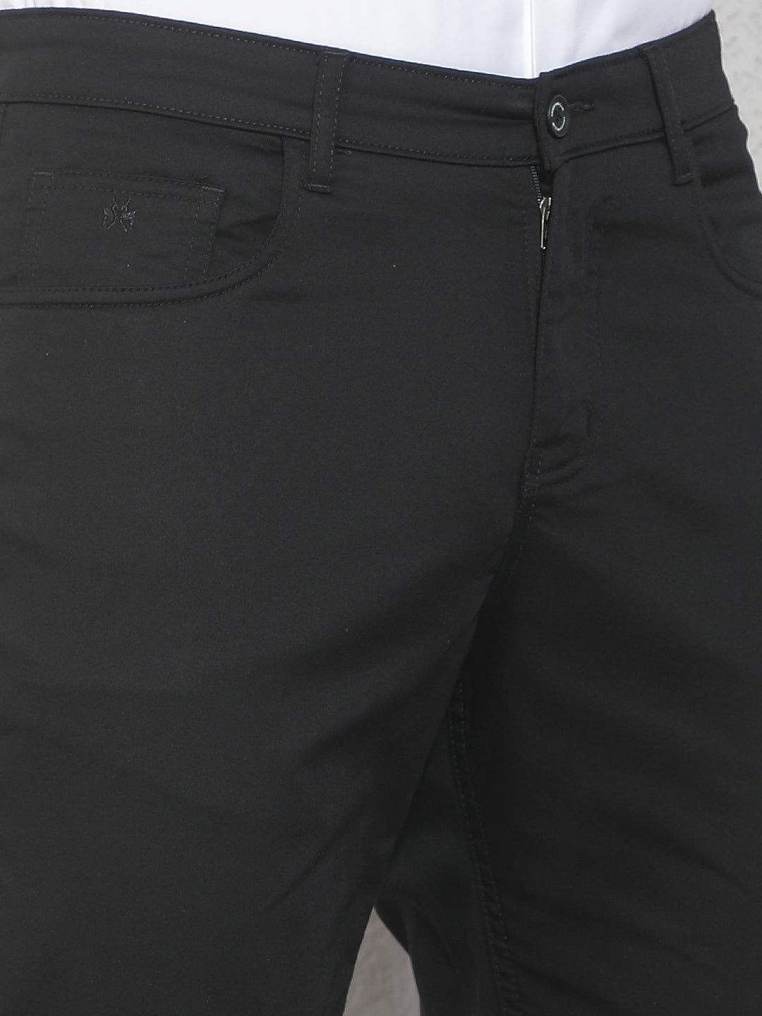 Sleek Solid Black Casual Trousers
