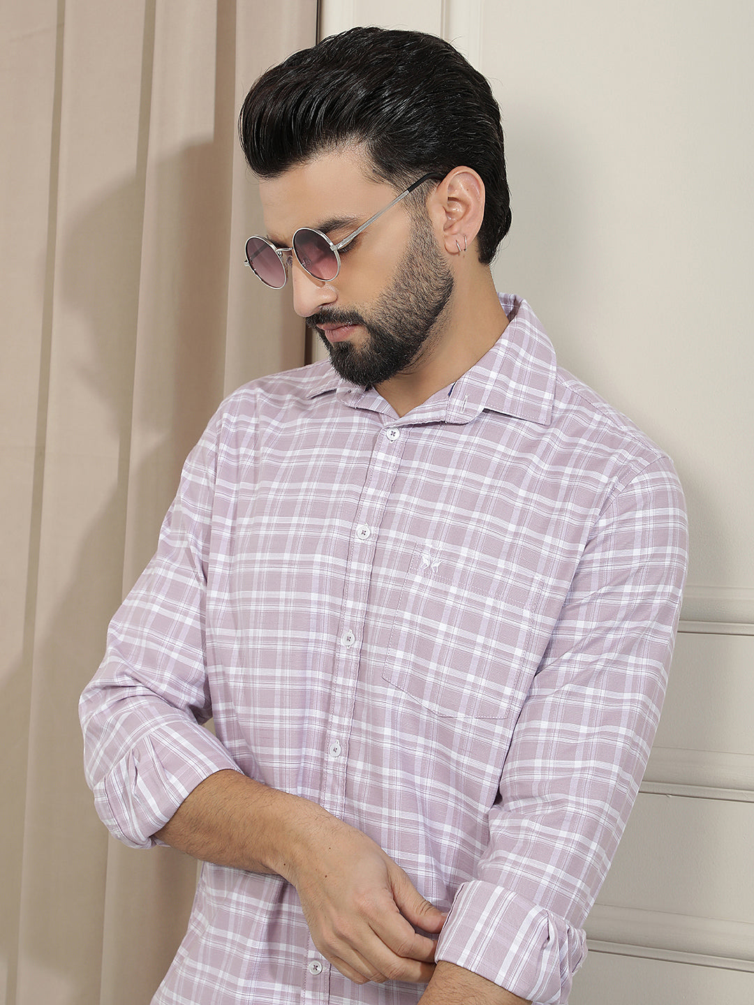 Classic Plum Purple Checked Shirt