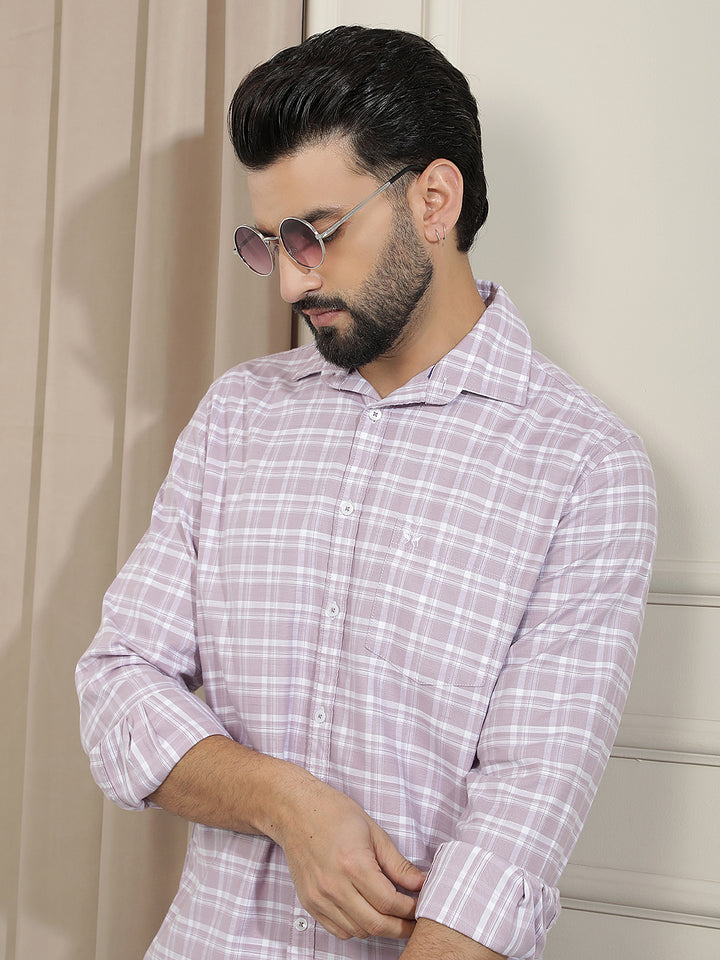 Classic Plum Purple Checked Shirt