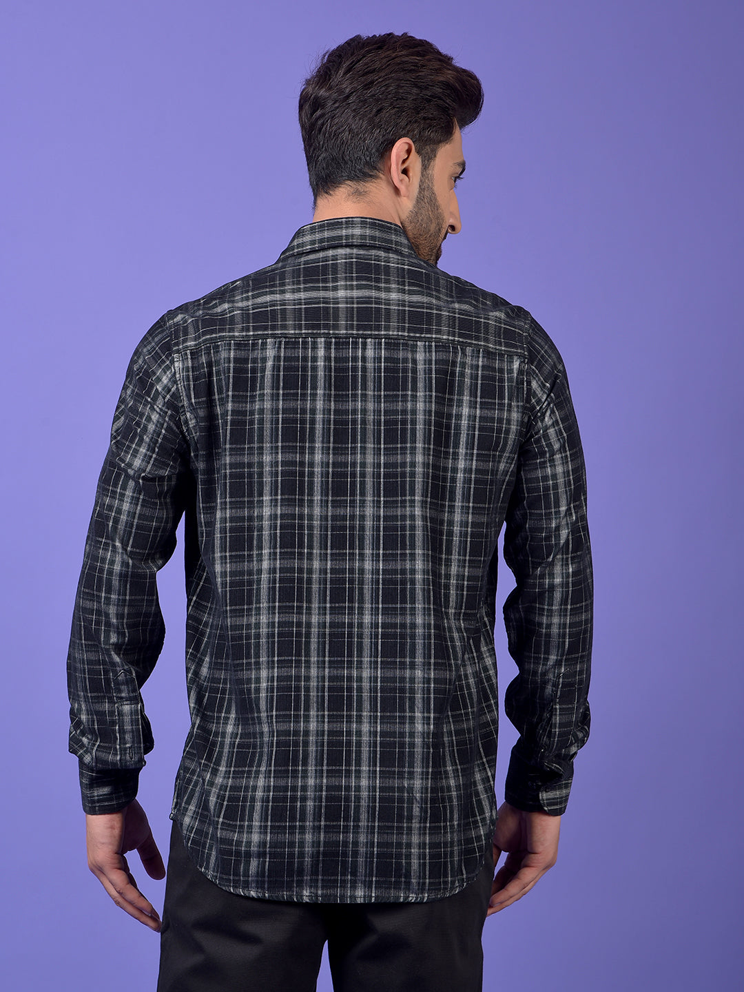 Black Checked Corduroy Shirt