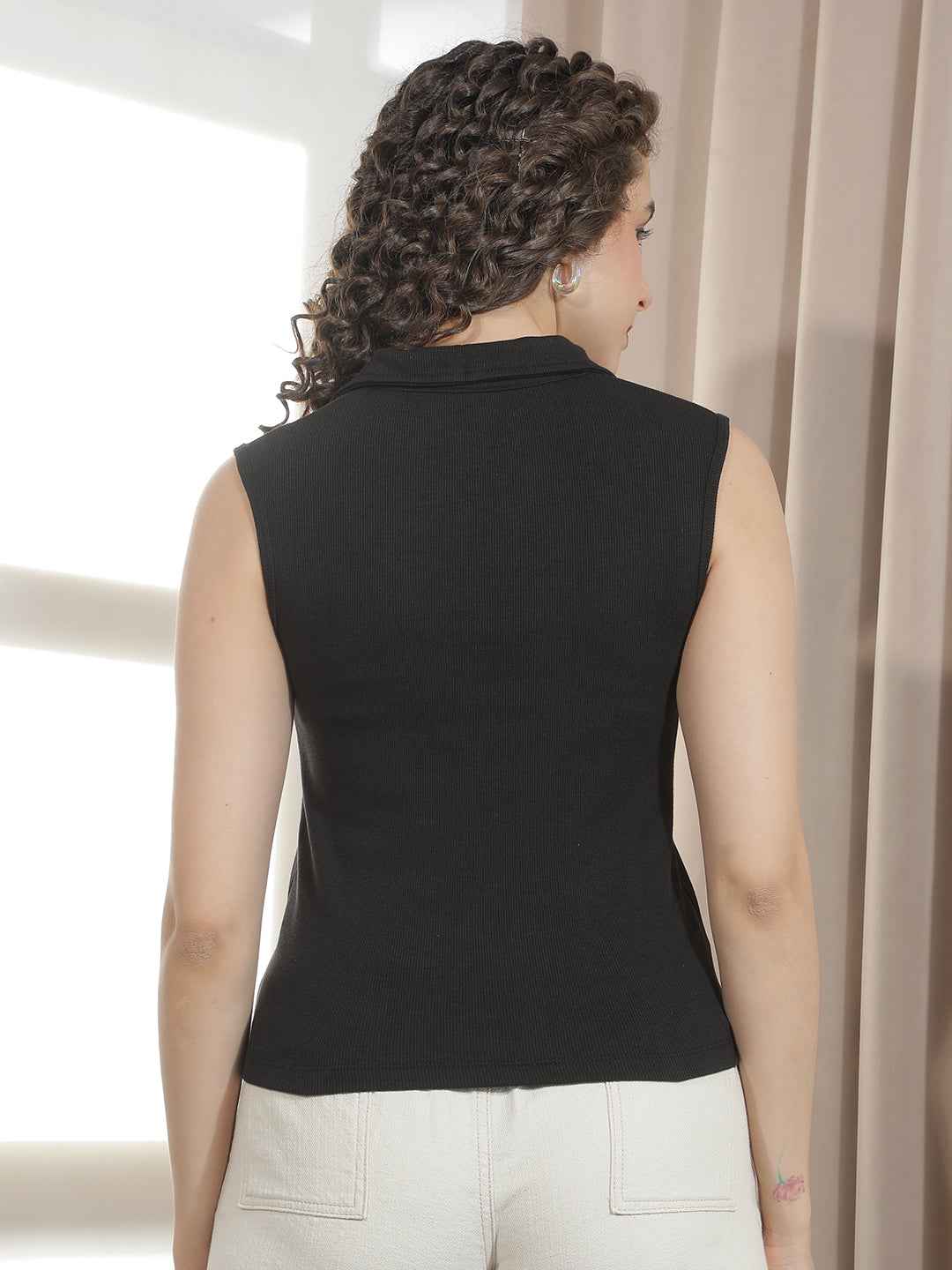 Bold Black Versatile Casual Top