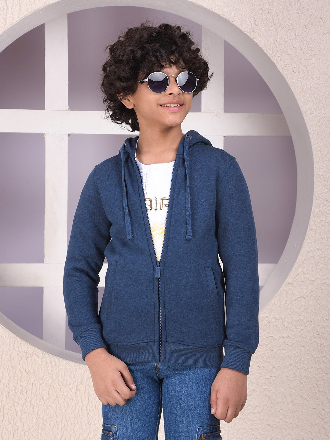Blue Hooded Neck Sweatshirt