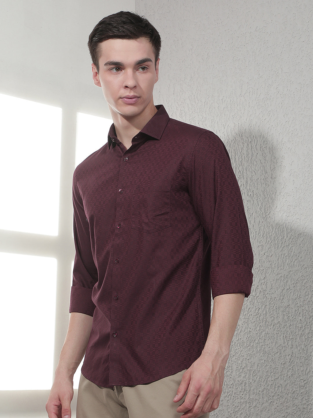 Maroon Abstract Print Shirt
