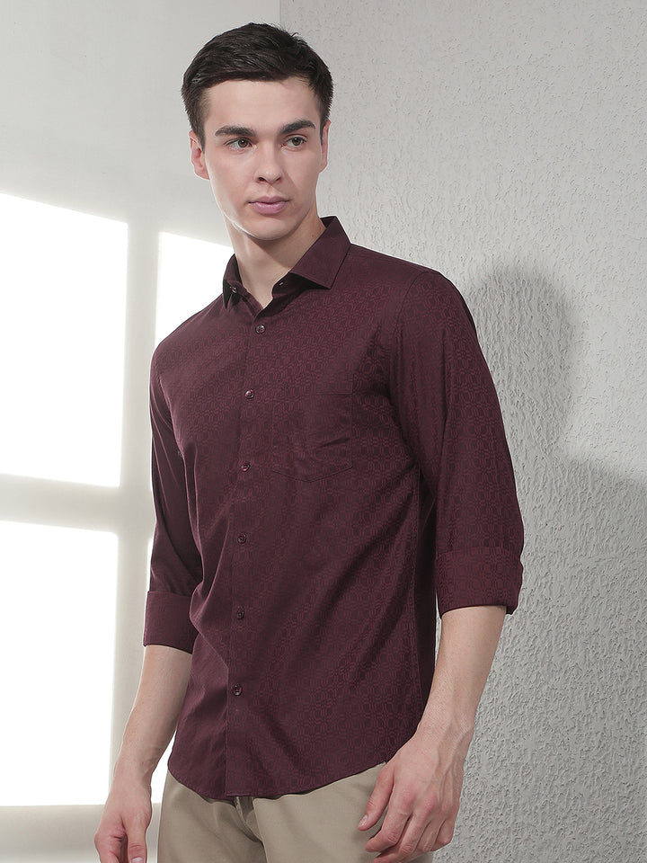 Maroon Abstract Print Shirt