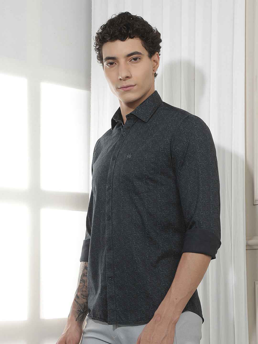 Charcoal Floral Print Shirt