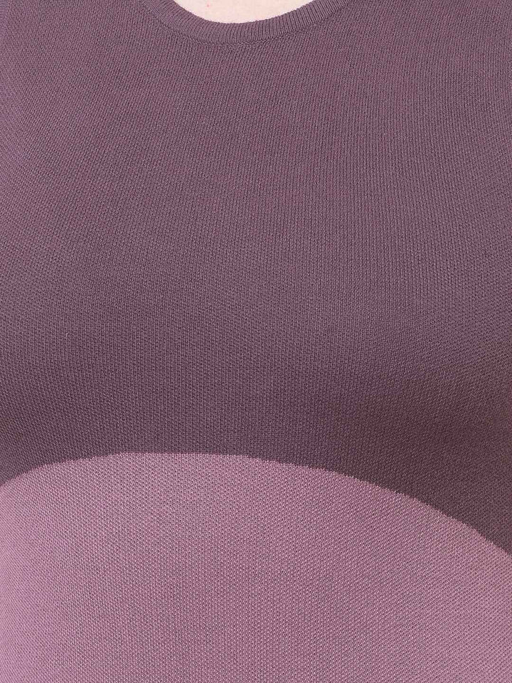 Mauve Printed Sleeveless 100% Cotton Bodycon Dress