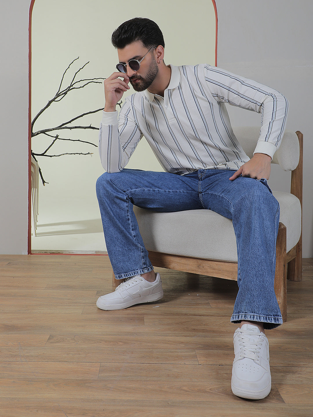 Navy Blue 100% Cotton Cargo Jeans
