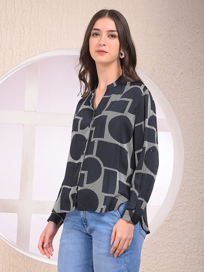 Black Printed Modal Shirt