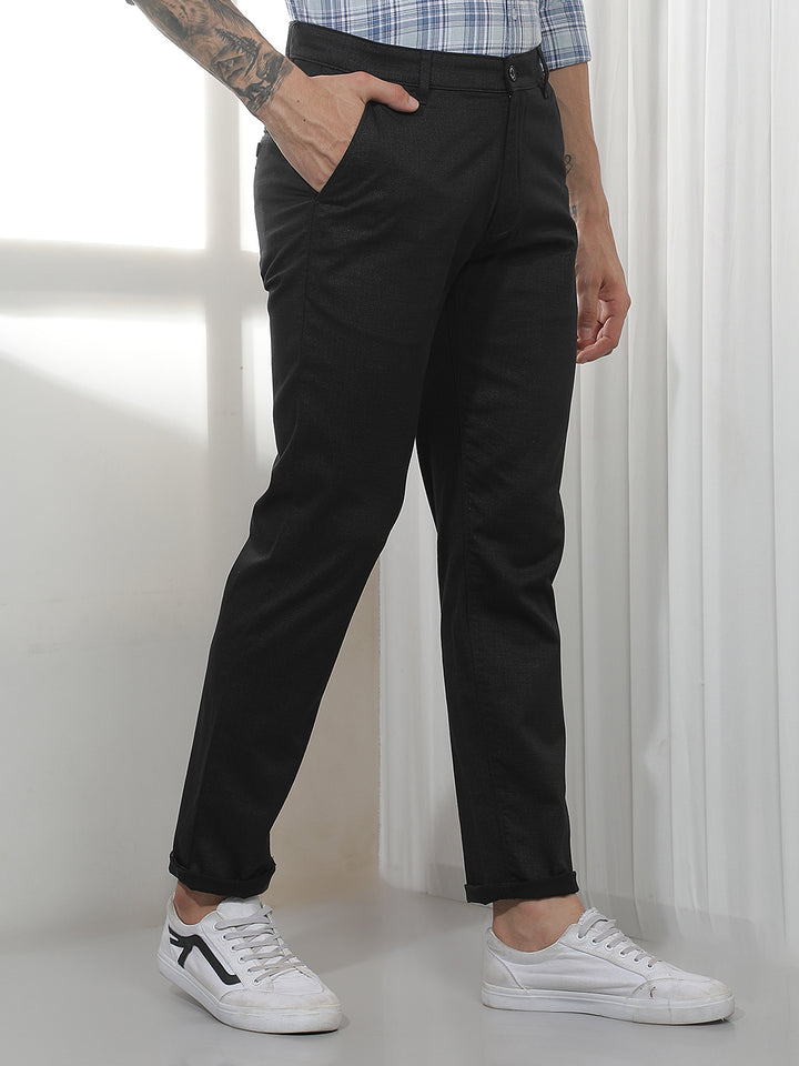 Black Casual Cotton Trousers