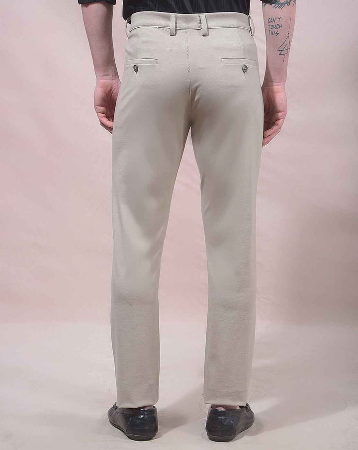 Warm Beige Woven Knit Trousers