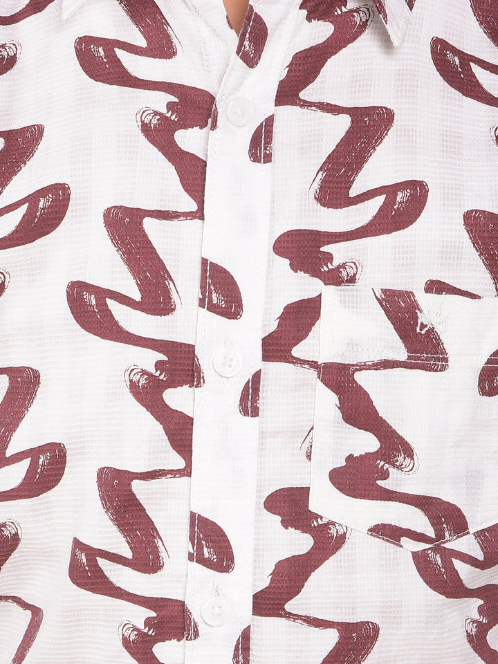 Wine Printed 100% Cotton Shirt