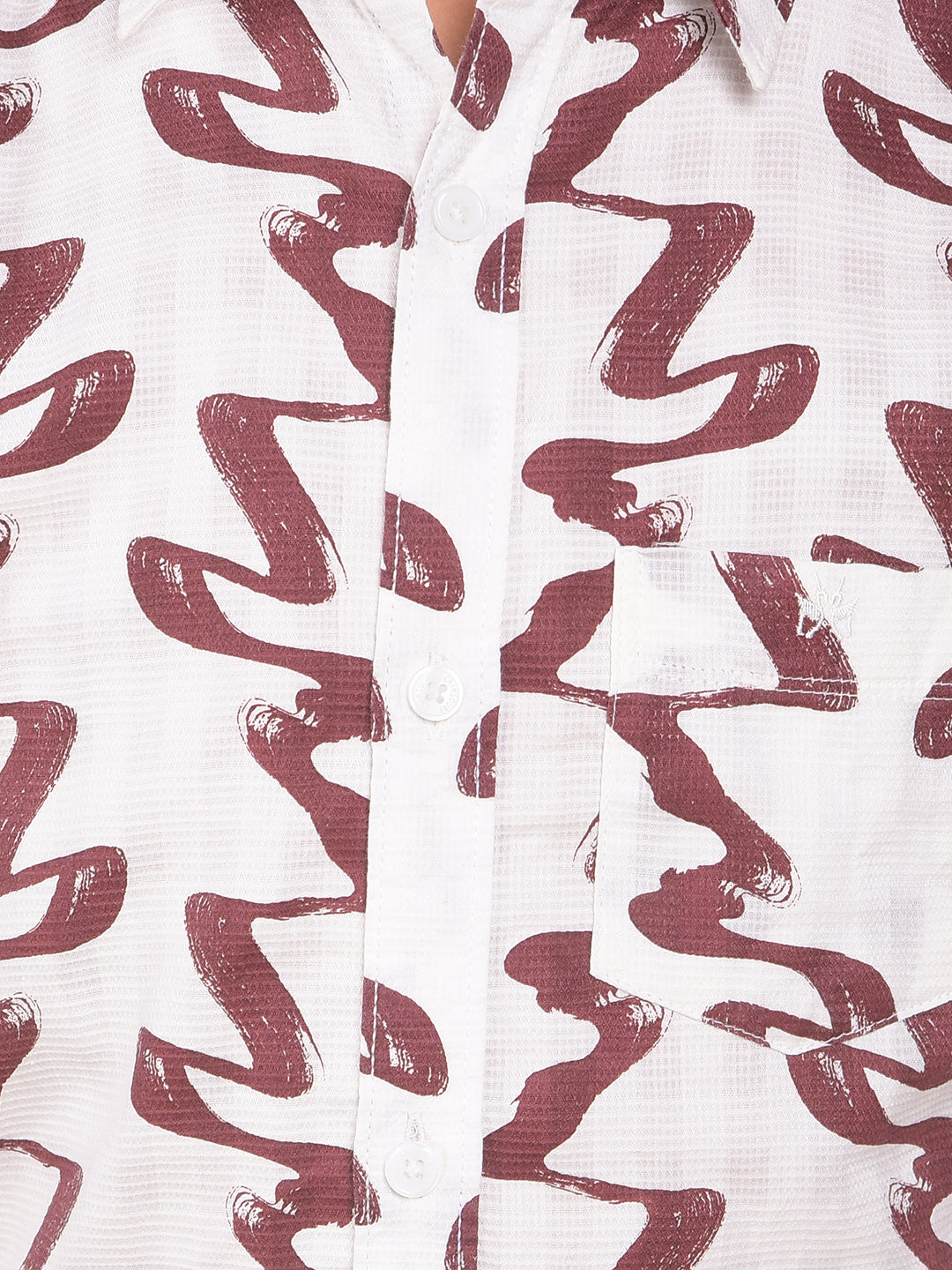 Wine Printed 100% Cotton Shirt