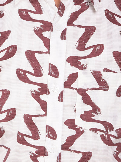 Wine Printed 100% Cotton Shirt
