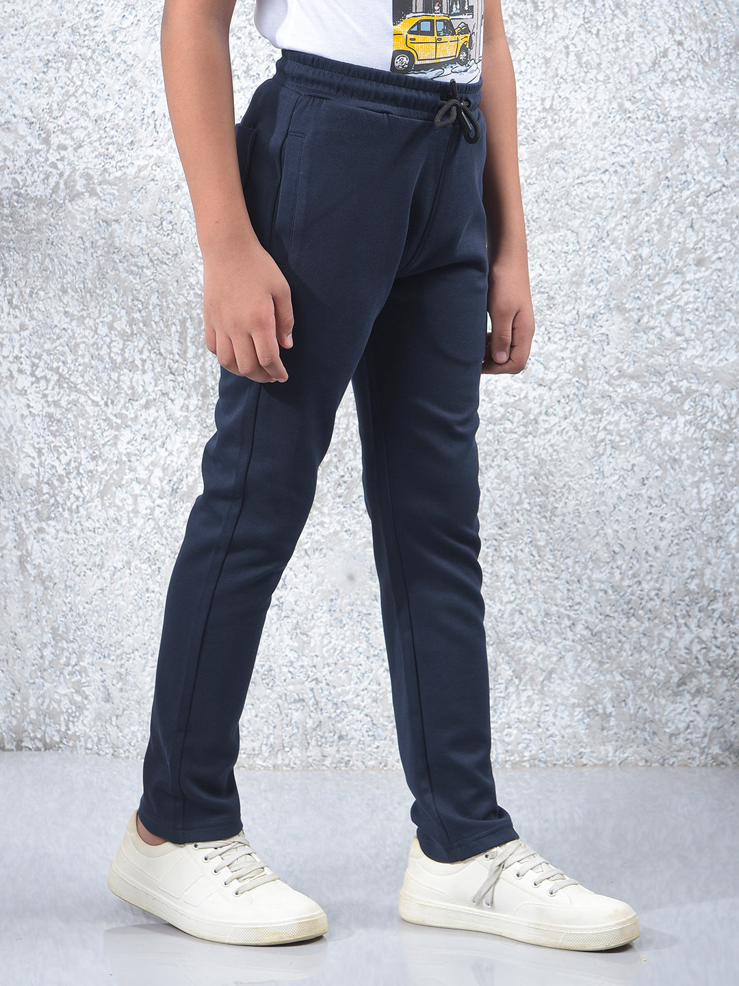 Tapered Fit Navy Blue Trackpants