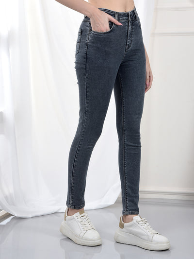 Grey Skinny High-Waist Jeans